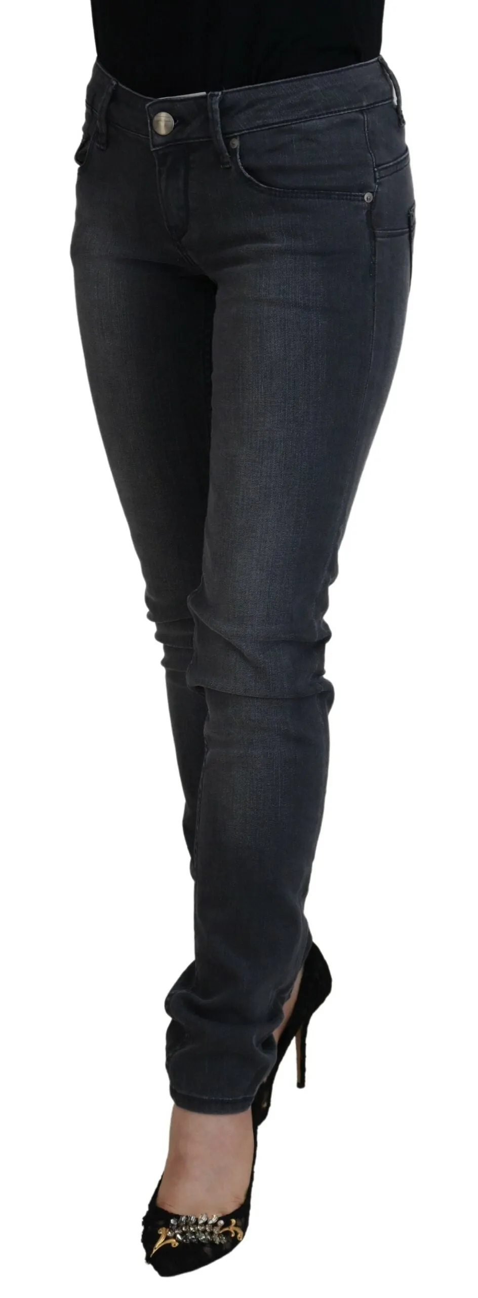 Acht  Jean Skinny Femme à Taille Basse Décontracté Bleu