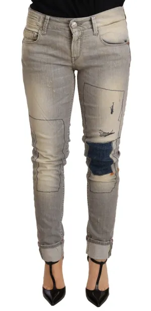 Acht Pantalon Femme Slim Fit en Coton Ourlet Plissé Bleu