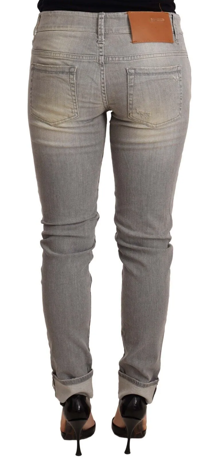Acht Pantalon Femme Slim Fit en Coton Ourlet Plissé Bleu