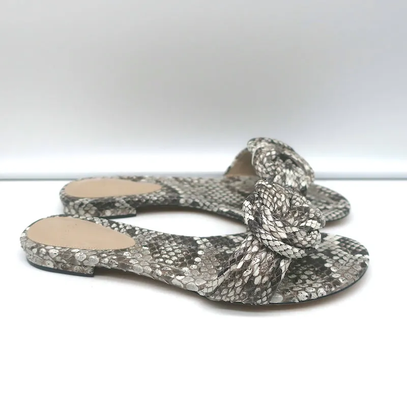 Sandales plates à nœuds Vicky Alexandre Birman en peau de serpent gris taille 38.5