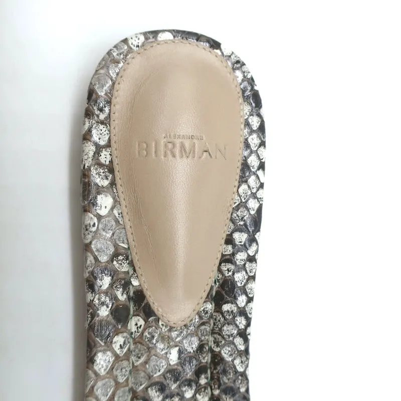 Sandales plates à nœuds Vicky Alexandre Birman en peau de serpent gris taille 38.5