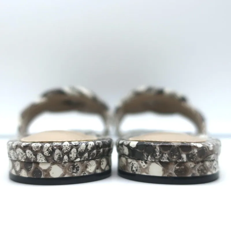Sandales plates à nœuds Vicky Alexandre Birman en peau de serpent gris taille 38.5