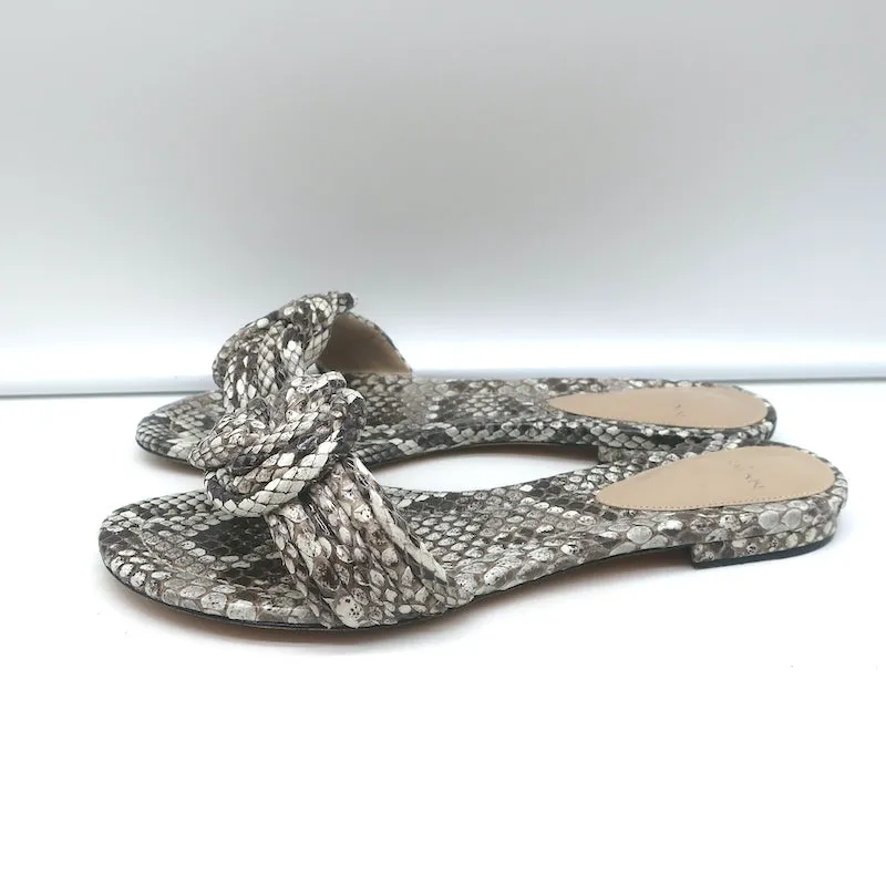 Sandales plates à nœuds Vicky Alexandre Birman en peau de serpent gris taille 38.5