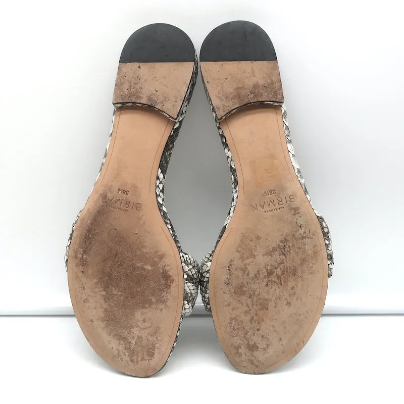Sandales plates à nœuds Vicky Alexandre Birman en peau de serpent gris taille 38.5