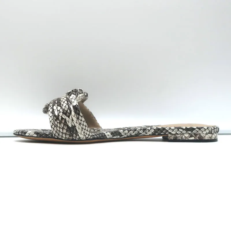Sandales plates à nœuds Vicky Alexandre Birman en peau de serpent gris taille 38.5
