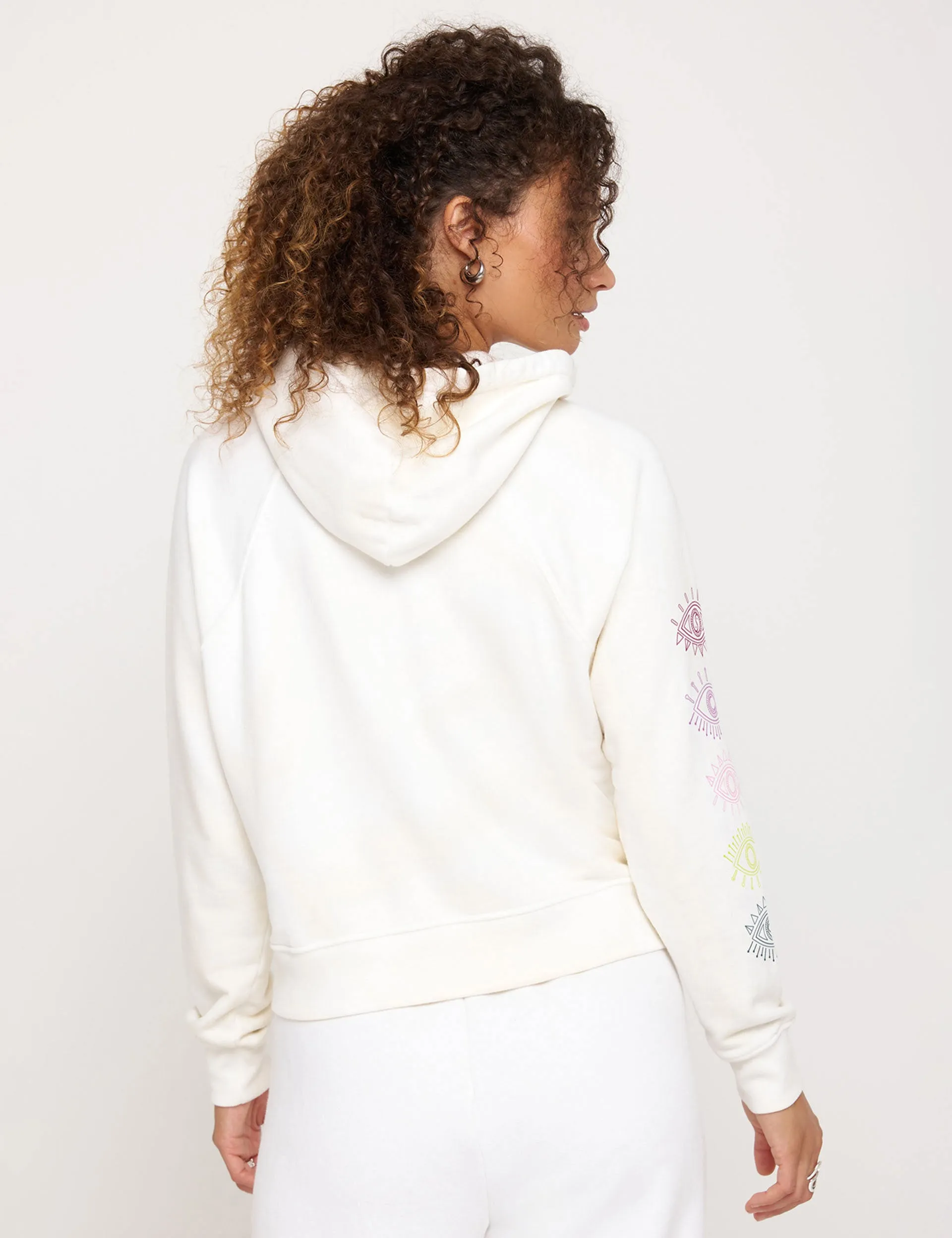 All Eyes Harper Crop Hoodie - Blanc