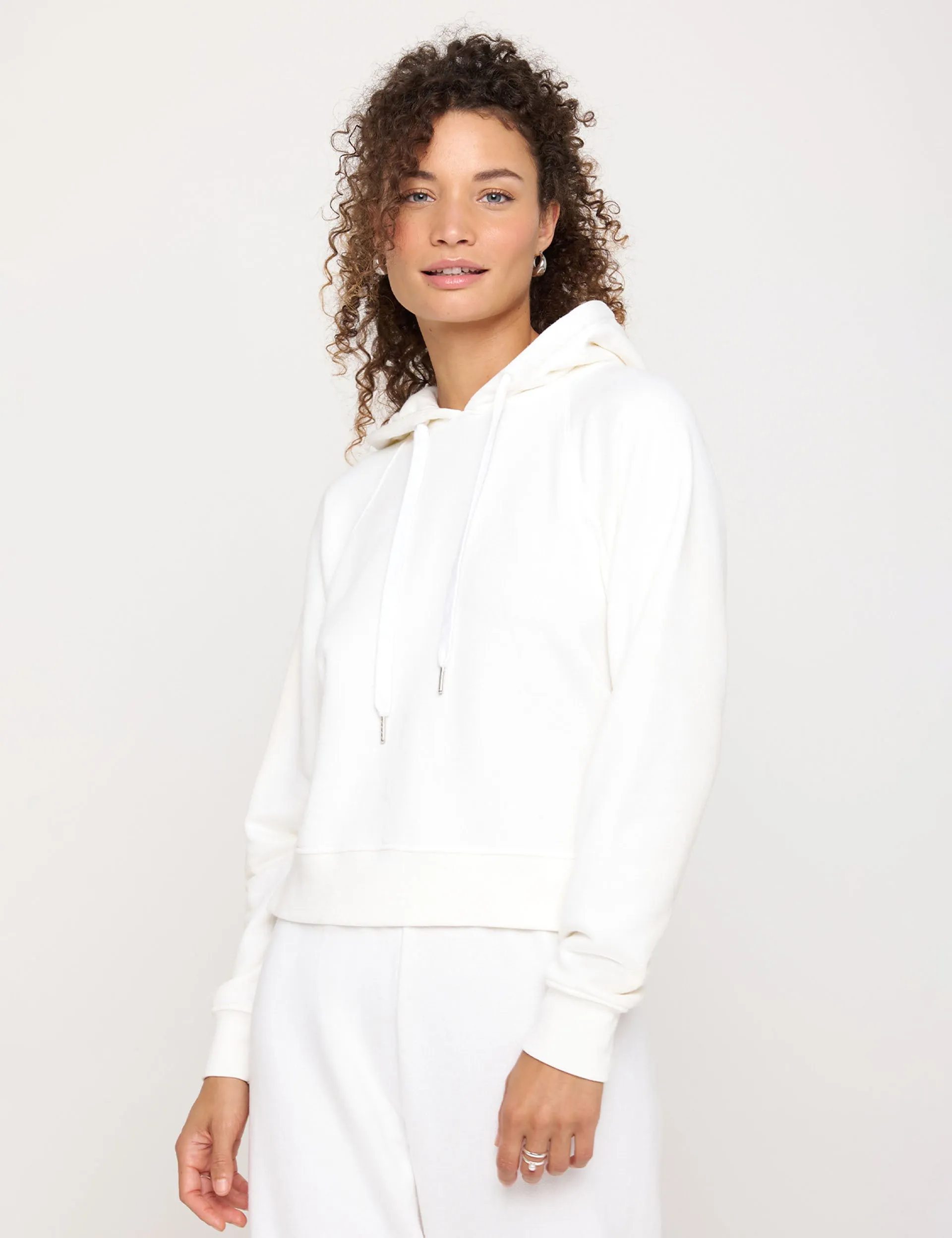 All Eyes Harper Crop Hoodie - Blanc