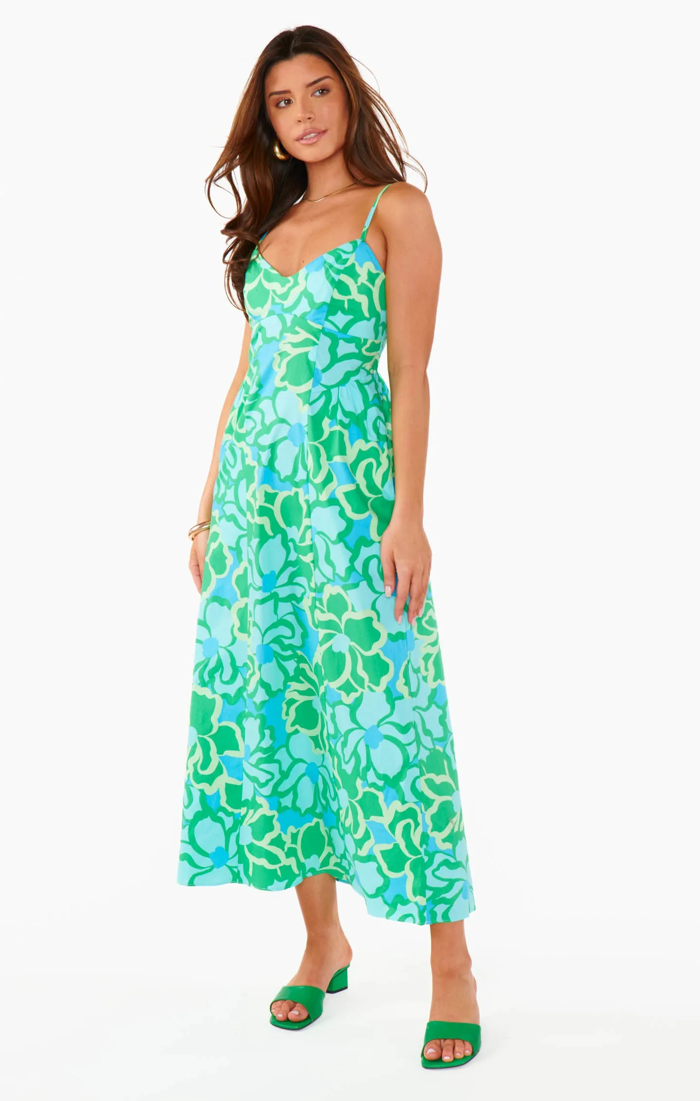 Robe midi Allegra ~ Motif abstrait de coquelicot