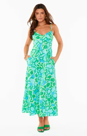 Robe midi Allegra ~ Motif abstrait de coquelicot