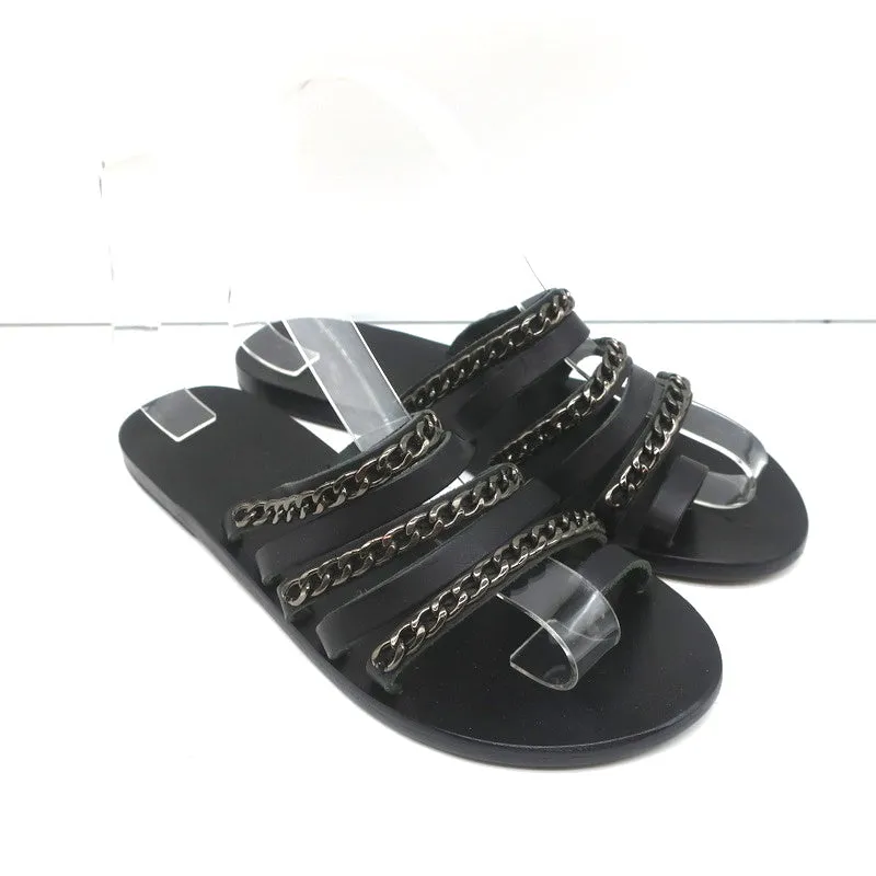 Sandales Ancient Greek Sandals Niki Chains à glissière en cuir noir taille 37