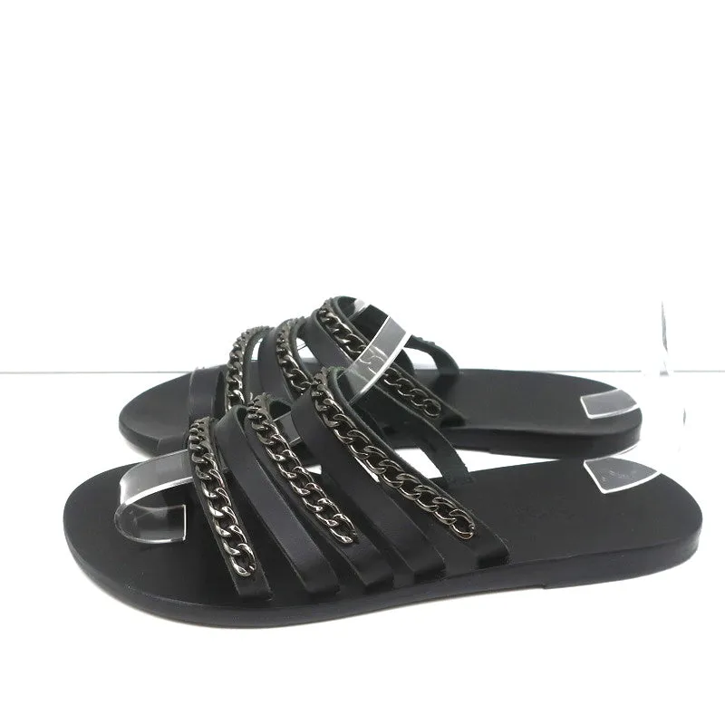 Sandales Ancient Greek Sandals Niki Chains à glissière en cuir noir taille 37