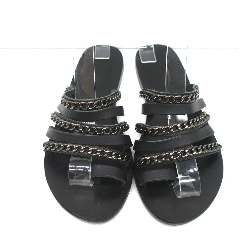 Sandales Ancient Greek Sandals Niki Chains à glissière en cuir noir taille 37