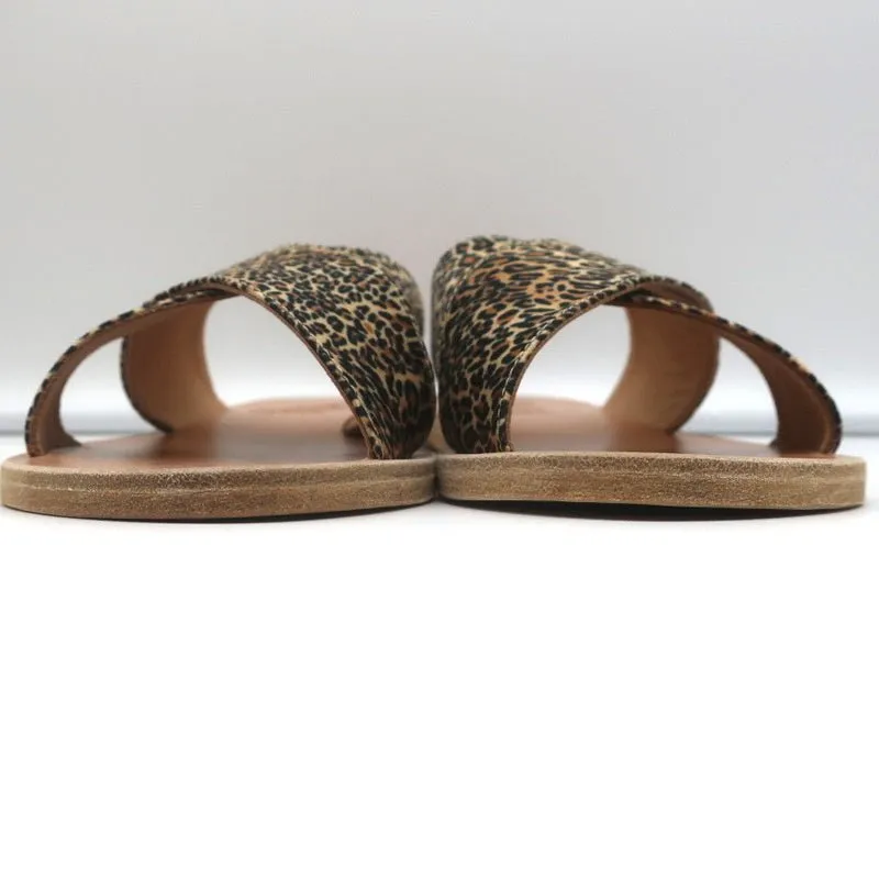 Sandales Grecques Antiques Thais à Lanières Entrecroisées Imprimé Léopard Satin Taille 38 NEUF