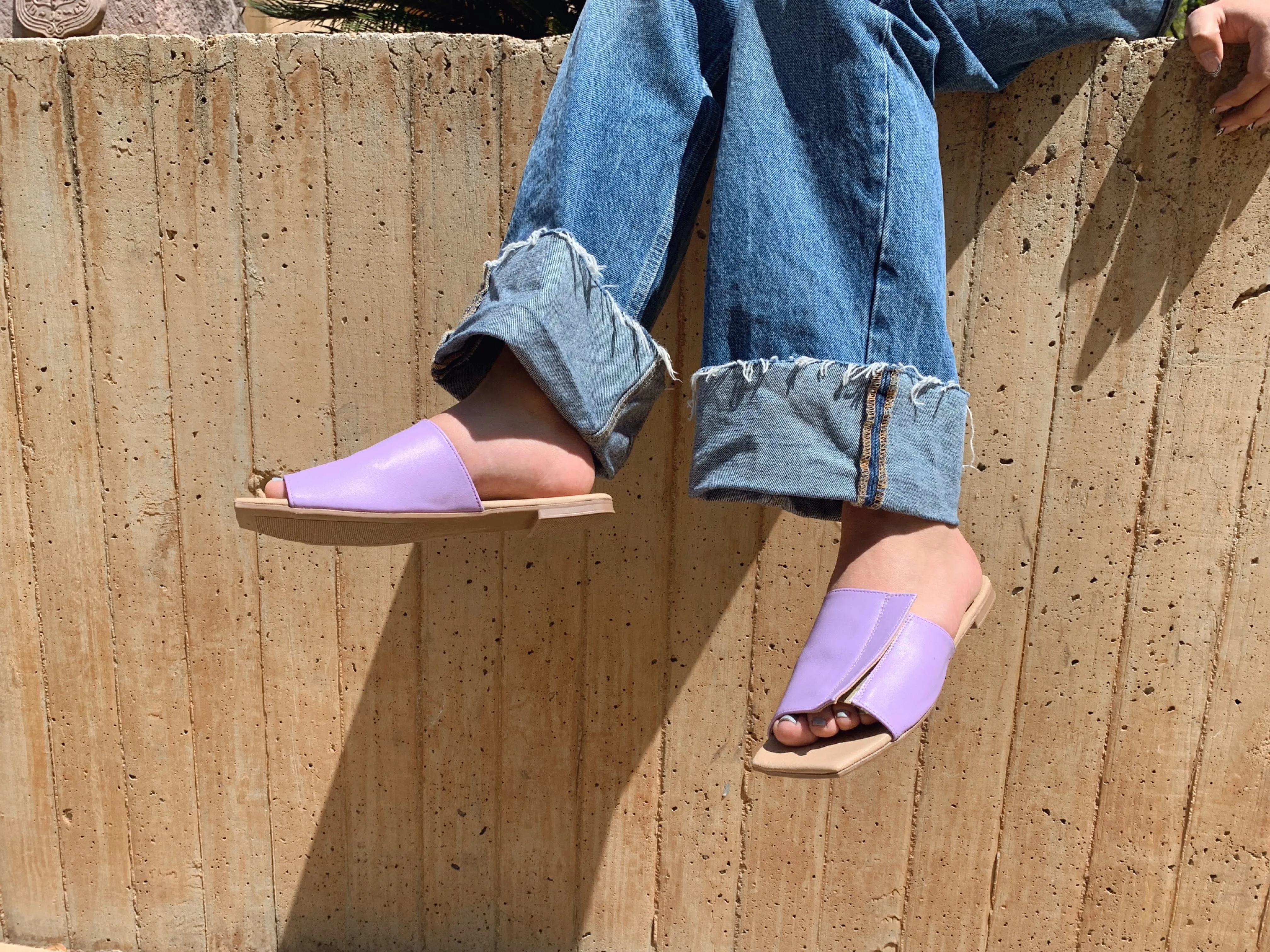 Sandales véganes en cuir de cactus Andrea | Lilas