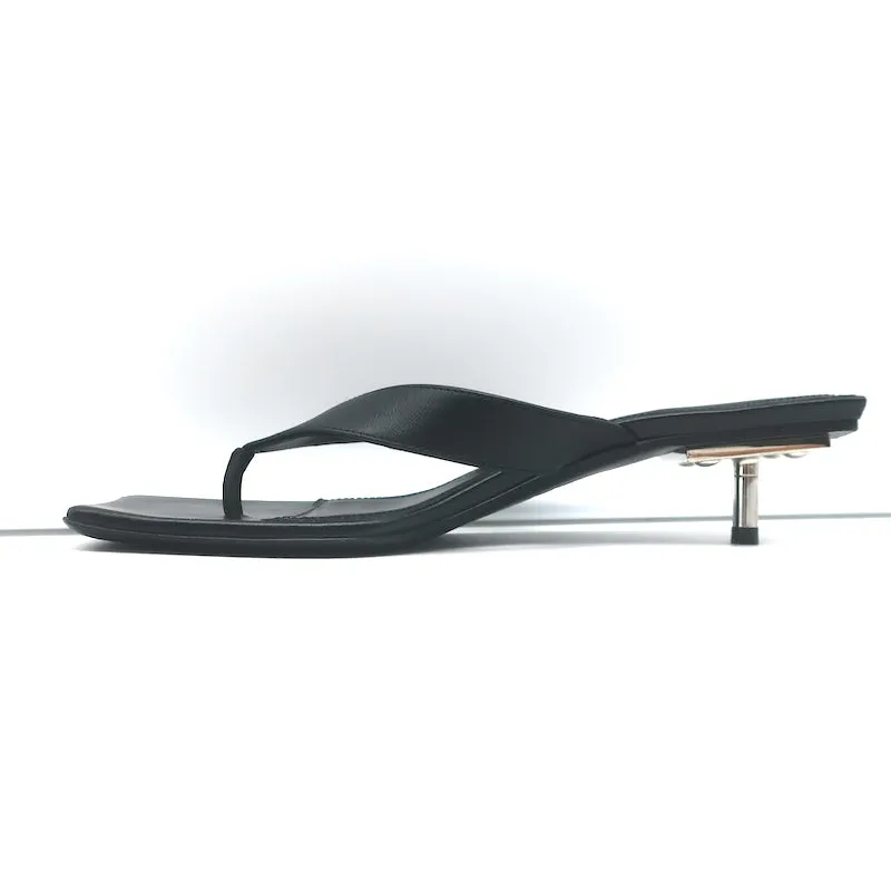 Balenciaga Sandales à lanières métalliques 40 en cuir noir Taille 36.5 Talons compensés