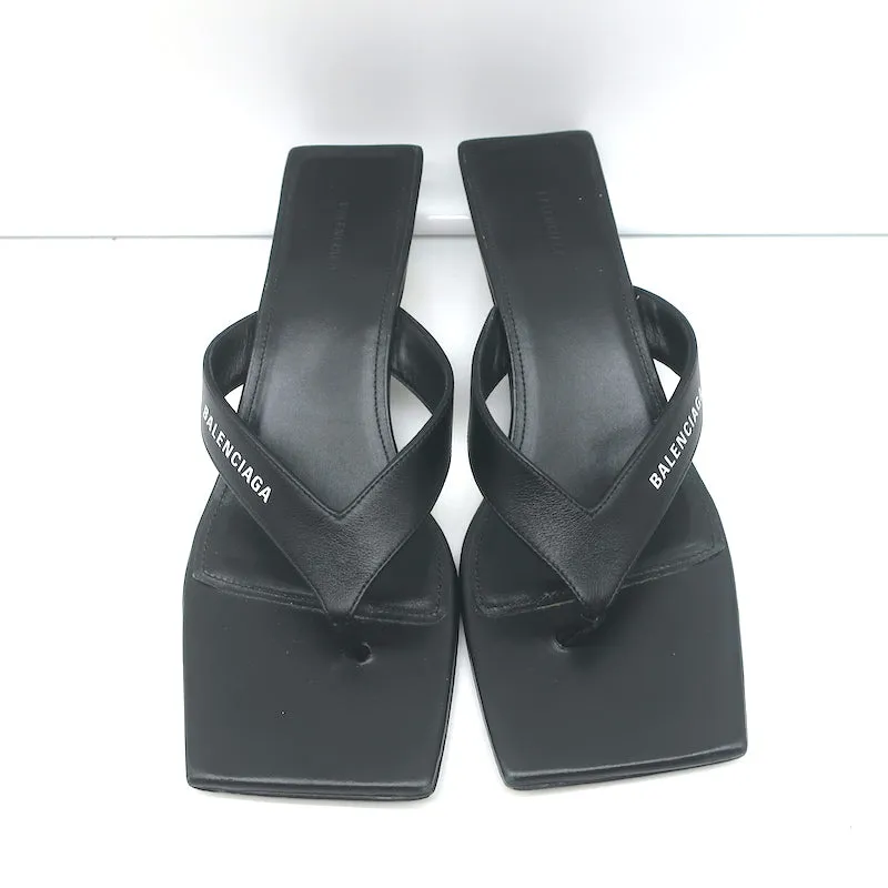 Balenciaga Sandales à lanières métalliques 40 en cuir noir Taille 36.5 Talons compensés