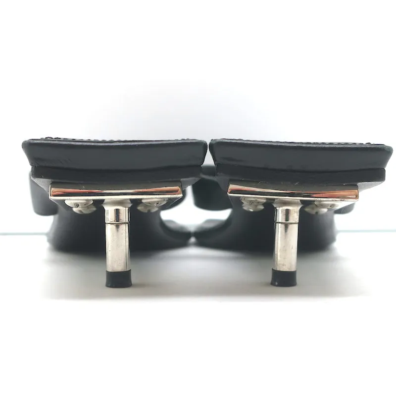 Balenciaga Sandales à lanières métalliques 40 en cuir noir Taille 36.5 Talons compensés