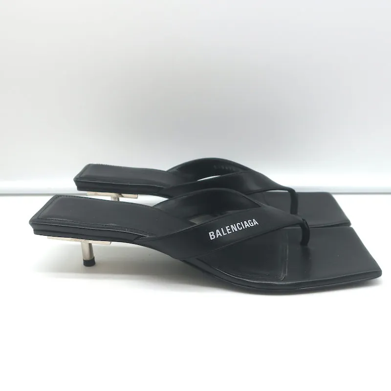 Balenciaga Sandales à lanières métalliques 40 en cuir noir Taille 36.5 Talons compensés