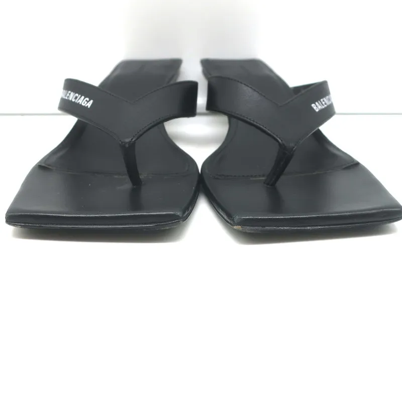 Balenciaga Sandales à lanières métalliques 40 en cuir noir Taille 36.5 Talons compensés