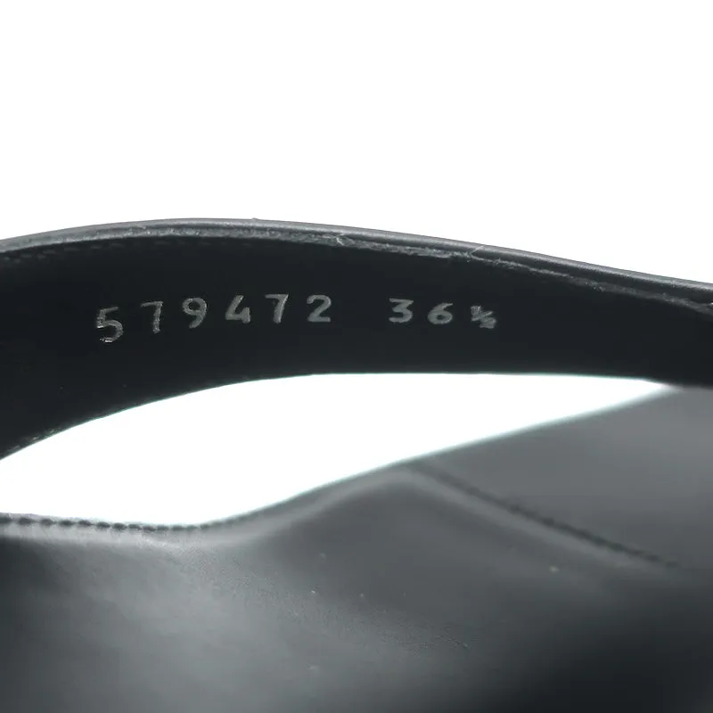 Balenciaga Sandales à lanières métalliques 40 en cuir noir Taille 36.5 Talons compensés