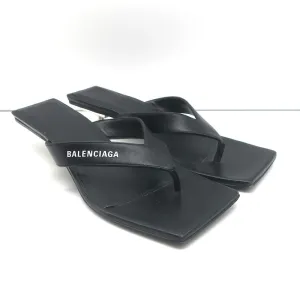 Balenciaga Sandales à lanières métalliques 40 en cuir noir Taille 36.5 Talons compensés