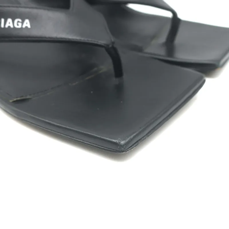 Balenciaga Sandales à lanières métalliques 40 en cuir noir Taille 36.5 Talons compensés