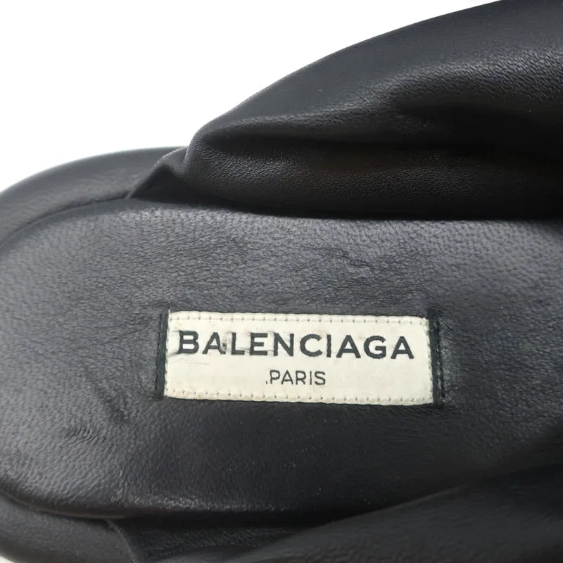 Balenciaga Sandales à Nœud Gonflé en Cuir Noir Taille 38.5