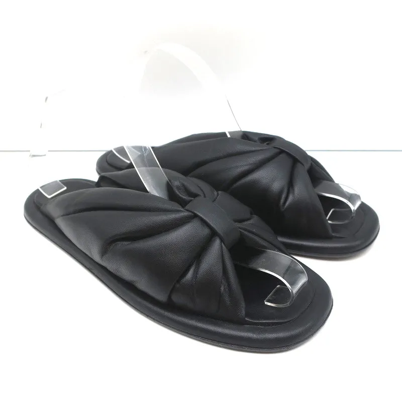Balenciaga Sandales à Nœud Gonflé en Cuir Noir Taille 38.5