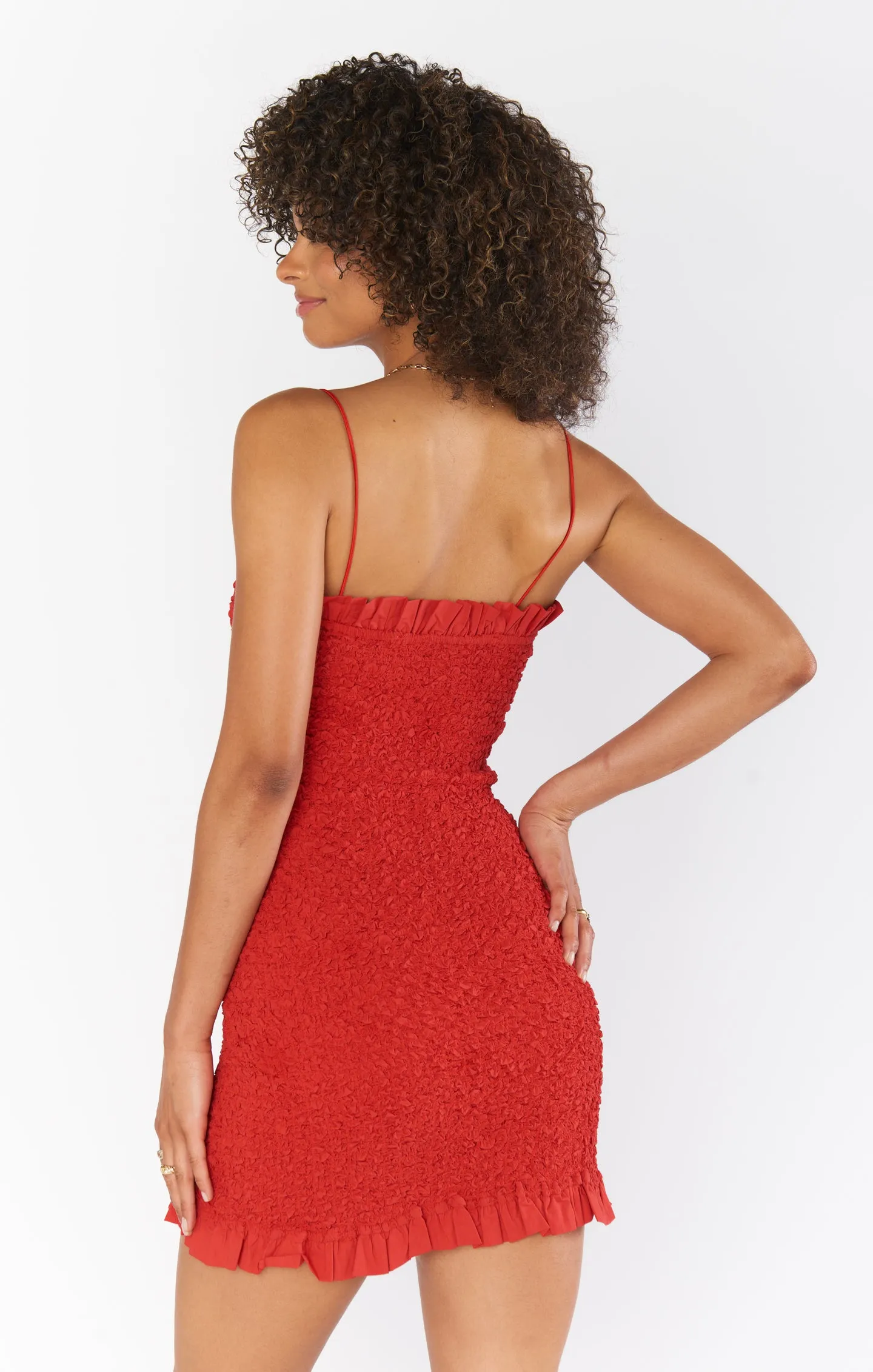 Robe Mini Sois à Moi ~ Texturé Rouge Élasticisé