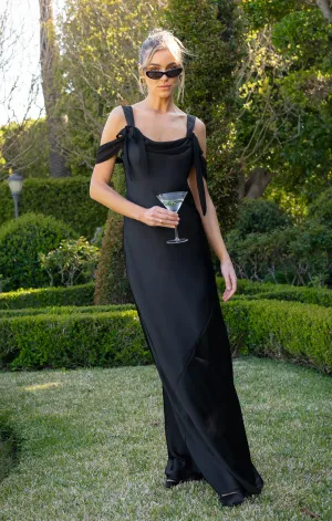 Robe Longue Bella ~ Satin Luxe Noir