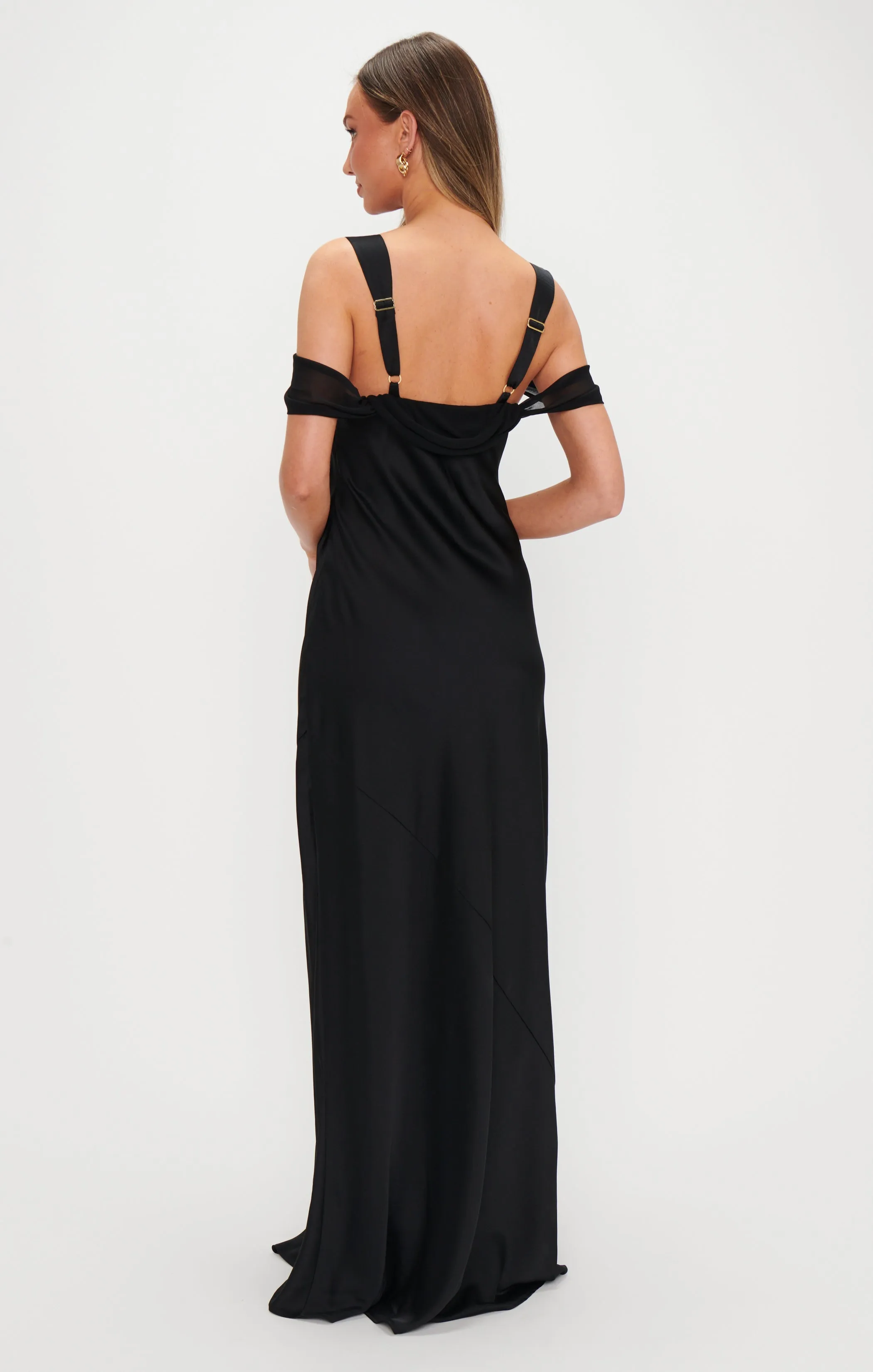 Robe Longue Bella ~ Satin Luxe Noir