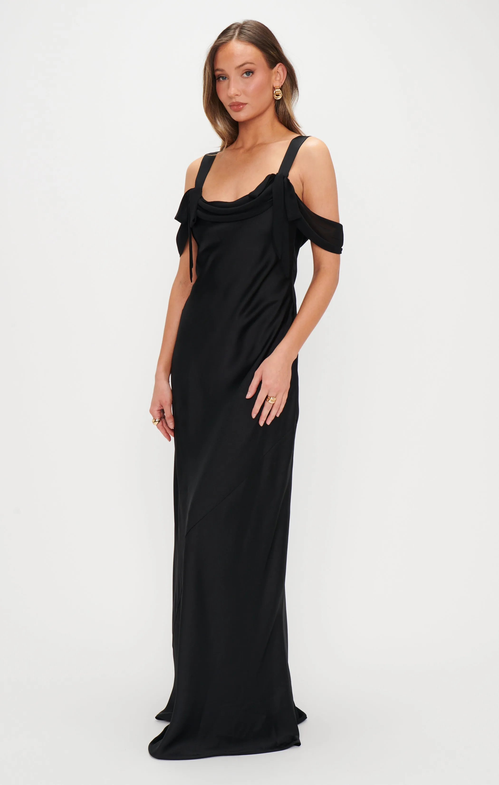 Robe Longue Bella ~ Satin Luxe Noir