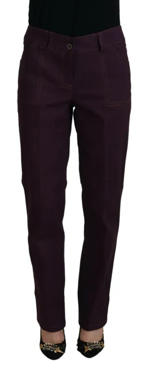 BENCIVENGA Pantalon Femme en Coton à Taille Moyenne avec Ceinture