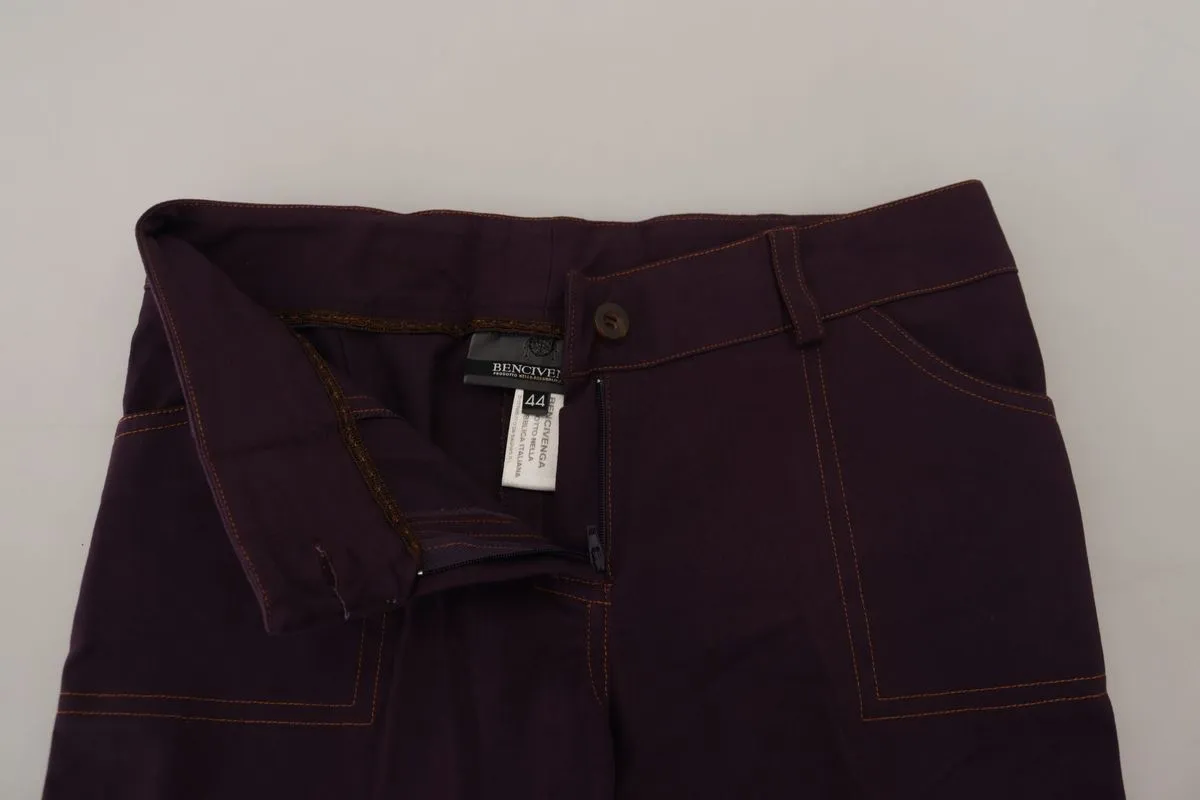 BENCIVENGA Pantalon Femme en Coton à Taille Moyenne avec Ceinture