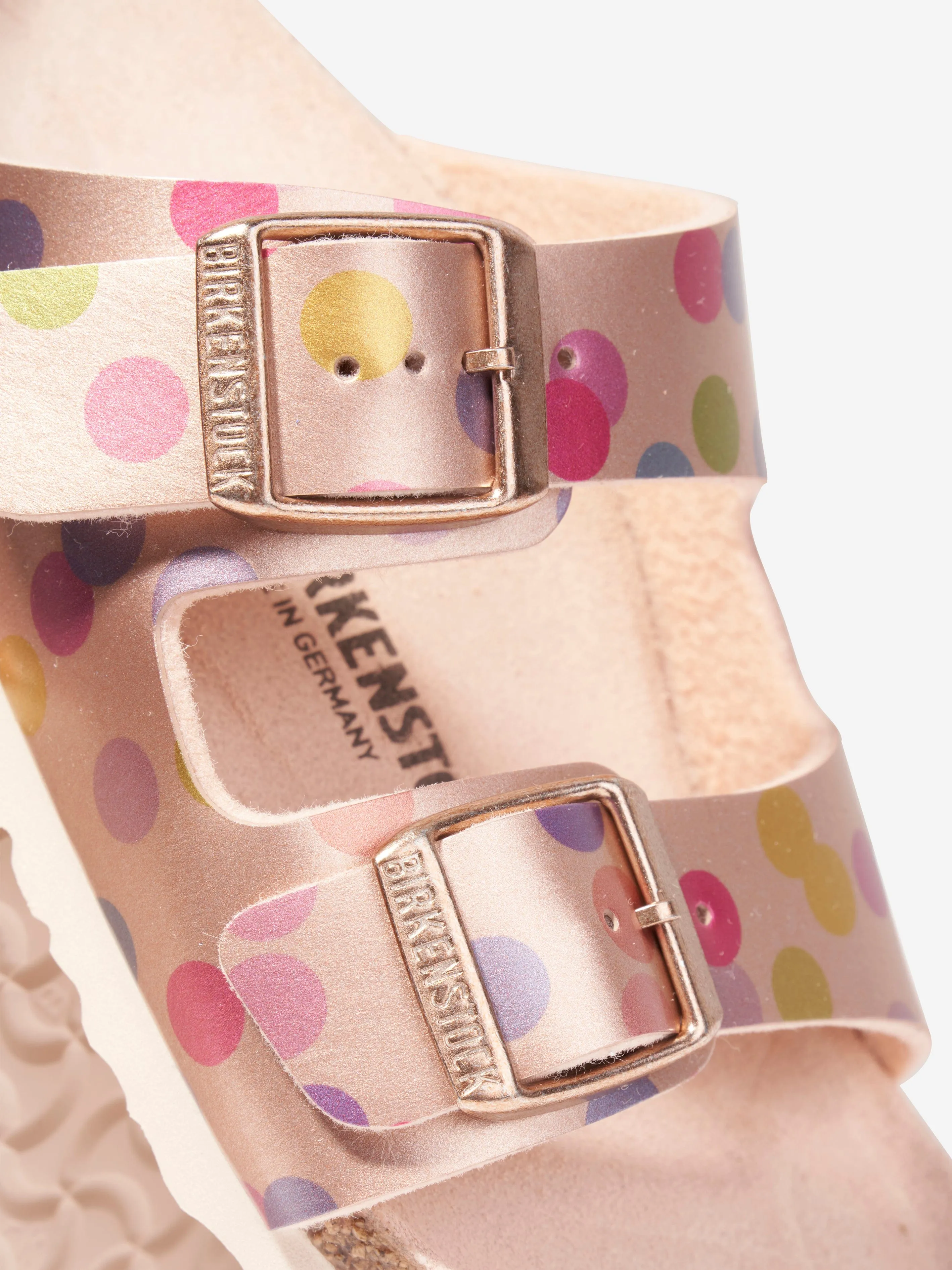 BIRKENSTOCK Sandales Arizona à pois métallisés pour fille en cuivre