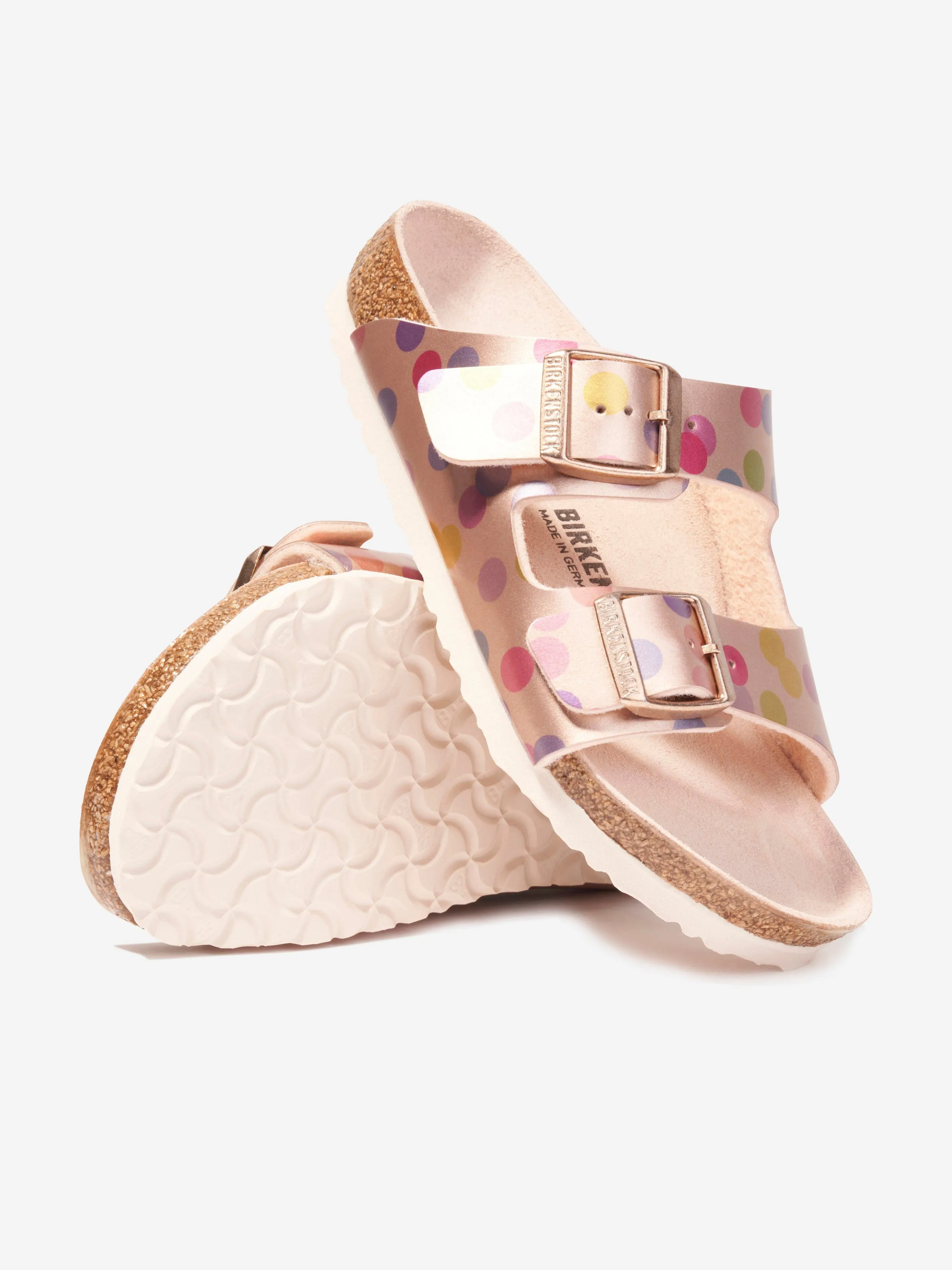 BIRKENSTOCK Sandales Arizona à pois métallisés pour fille en cuivre