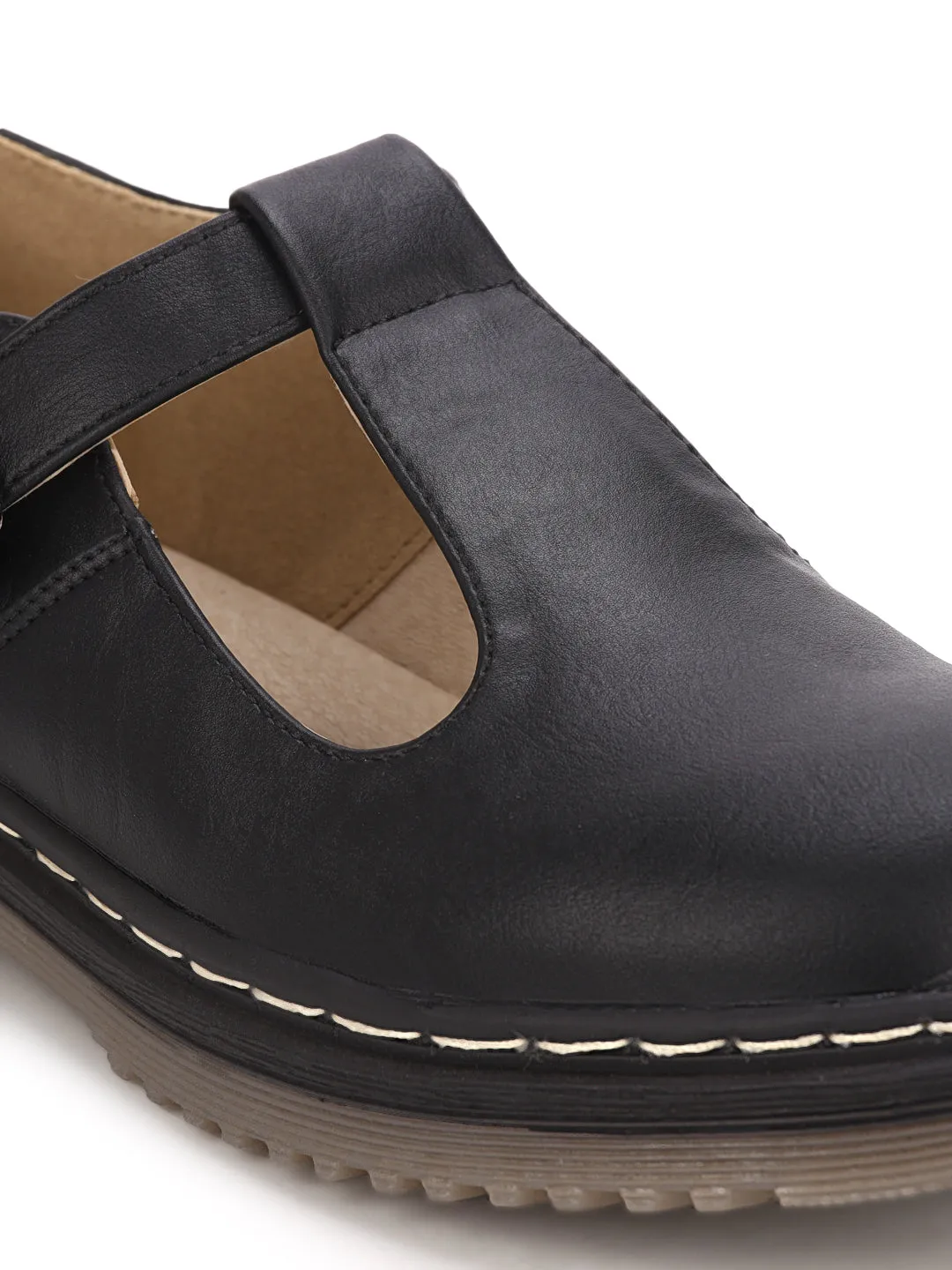 Sandales à enfiler avec boucle PU noir