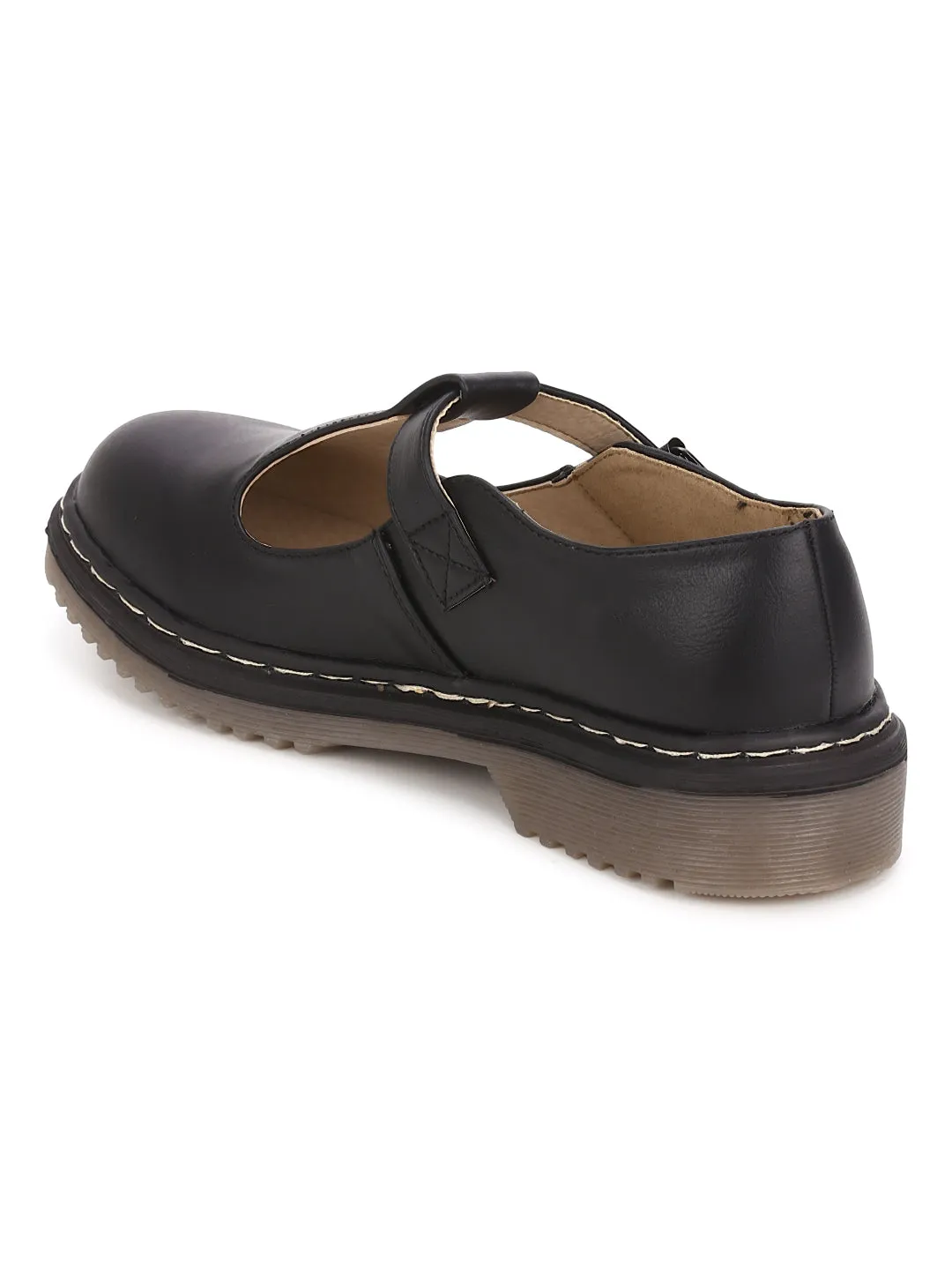 Sandales à enfiler avec boucle PU noir