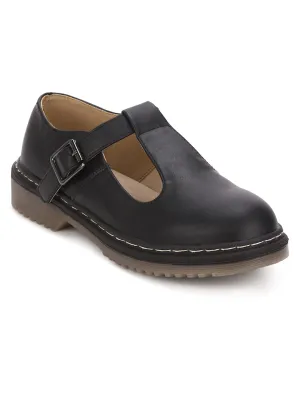 Sandales à enfiler avec boucle PU noir