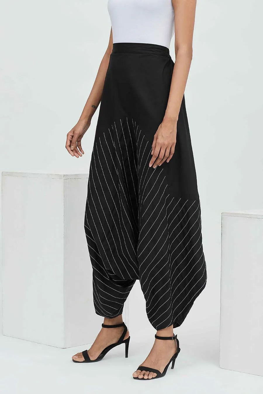 Pantalon Zouave Texturé Noir