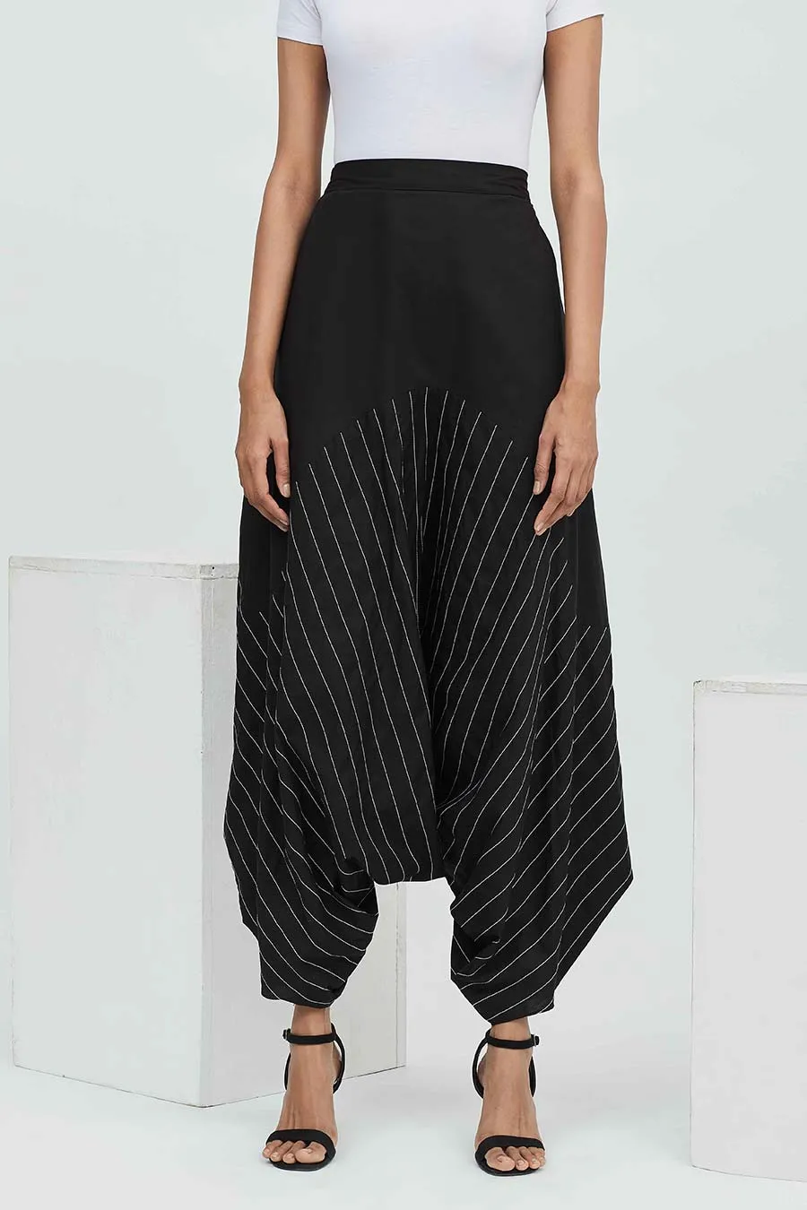 Pantalon Zouave Texturé Noir