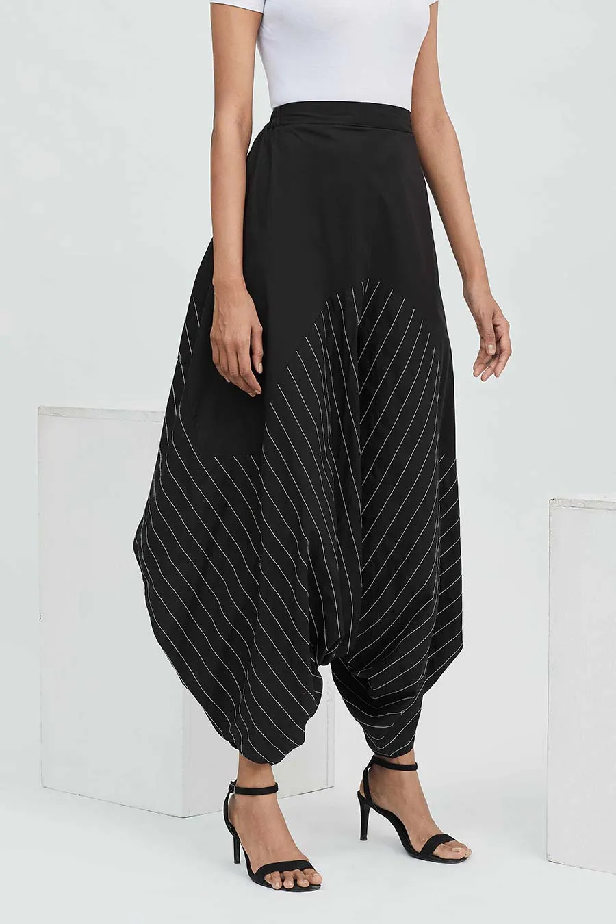 Pantalon Zouave Texturé Noir