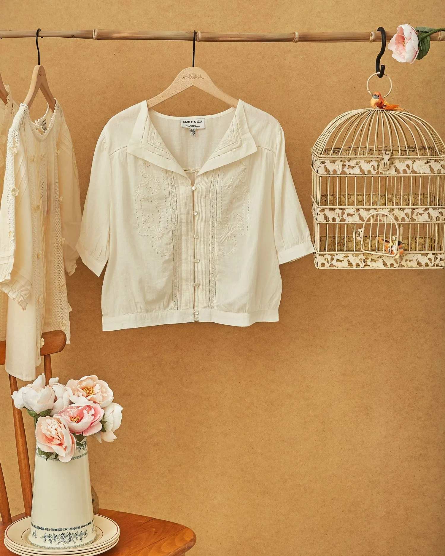 Blouse Brodée Vin Ida-brunelle Écru