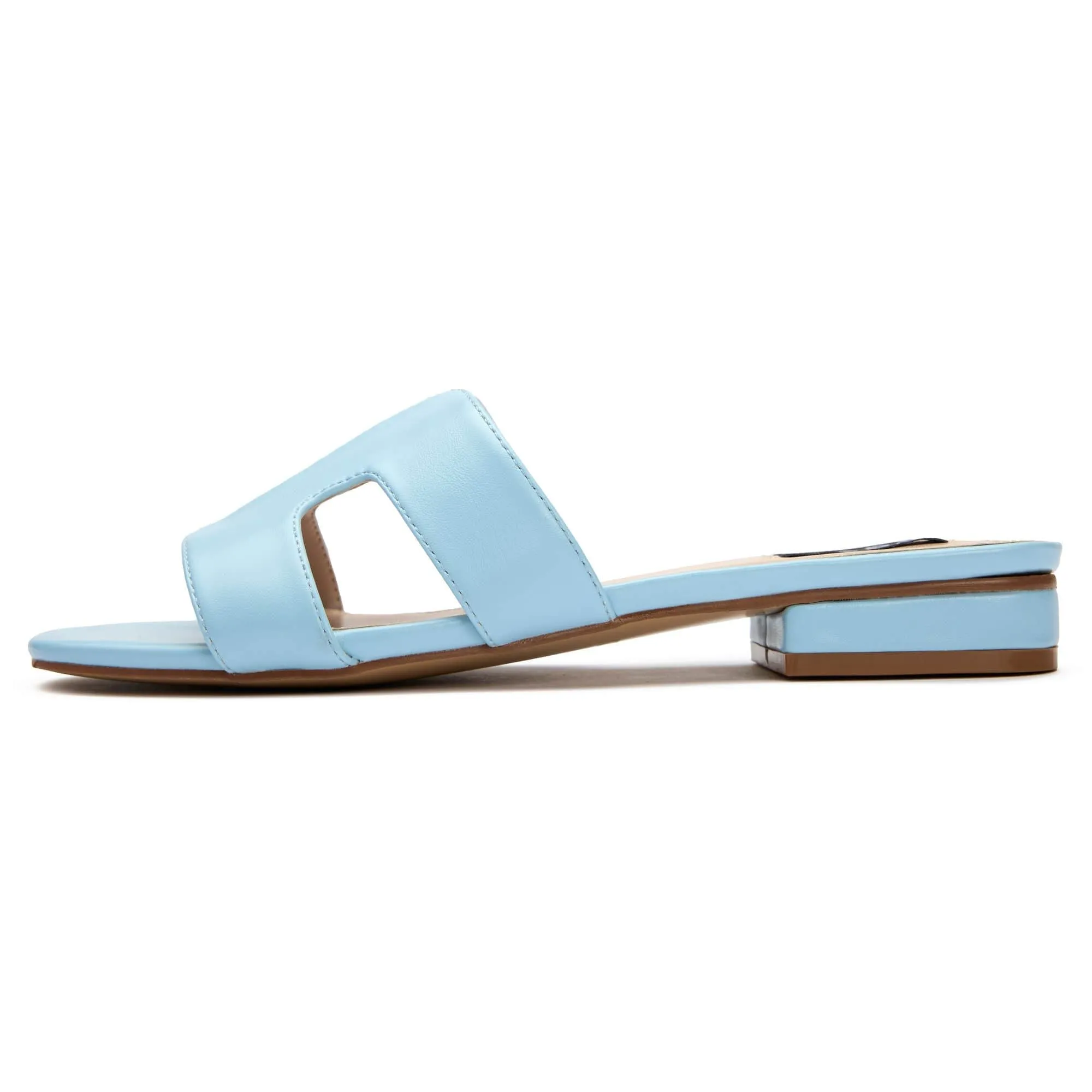 Sandales slides en similicuir vegan pour femmes Bok | Bleu clair