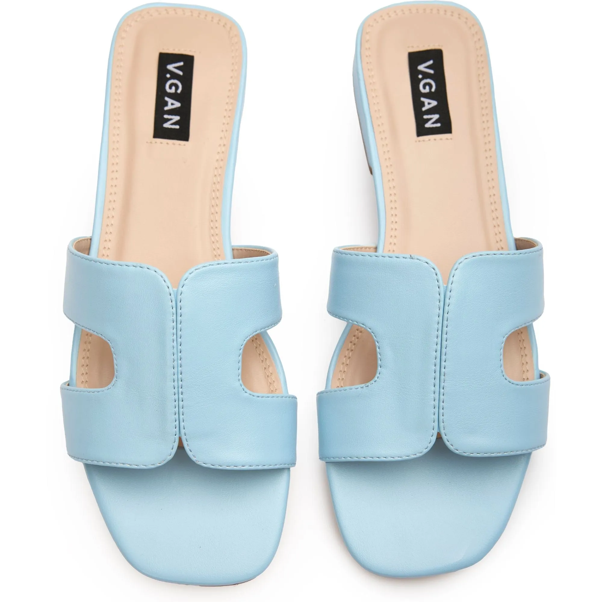 Sandales slides en similicuir vegan pour femmes Bok | Bleu clair