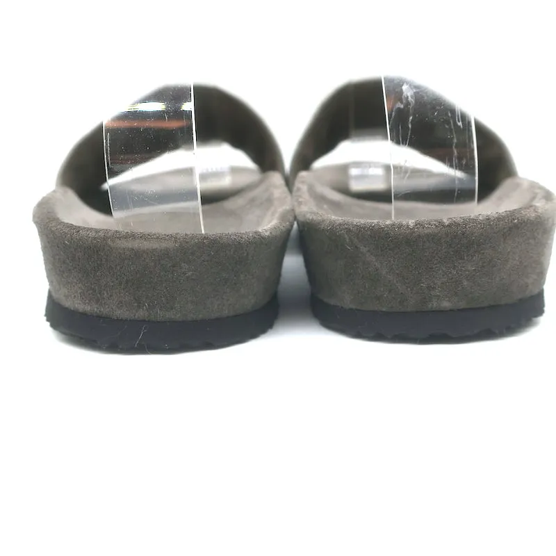 Brunello Cucinelli Sandales à Glissière Monili Suède Gris Foncé Taille 37 NEUVE