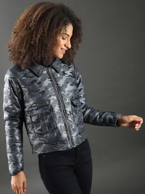 Veste bomber décontractée stylée camouflage pour femmes Campus Sutra