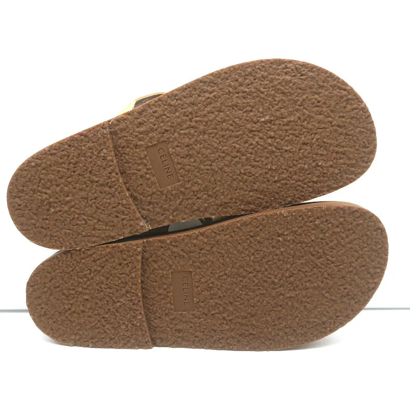 Celine Tippi Triomphe Sandales à Glissière en Cuir Métallisé Or Taille 40 NEUVE