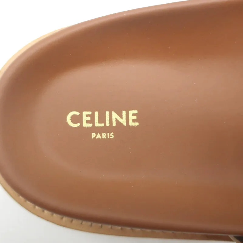 Celine Tippi Triomphe Sandales à Glissière en Cuir Métallisé Or Taille 40 NEUVE