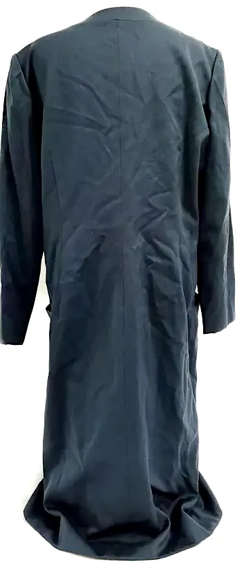 Christian Dior Paris. Veste uniforme en laine et cupro de style mandarin à col boutonné, couleur gris foncé/bleu